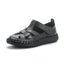 Leather perforated shoes with hollowed out toe caps for women soft soled non slip flat sandals for women - Korvel