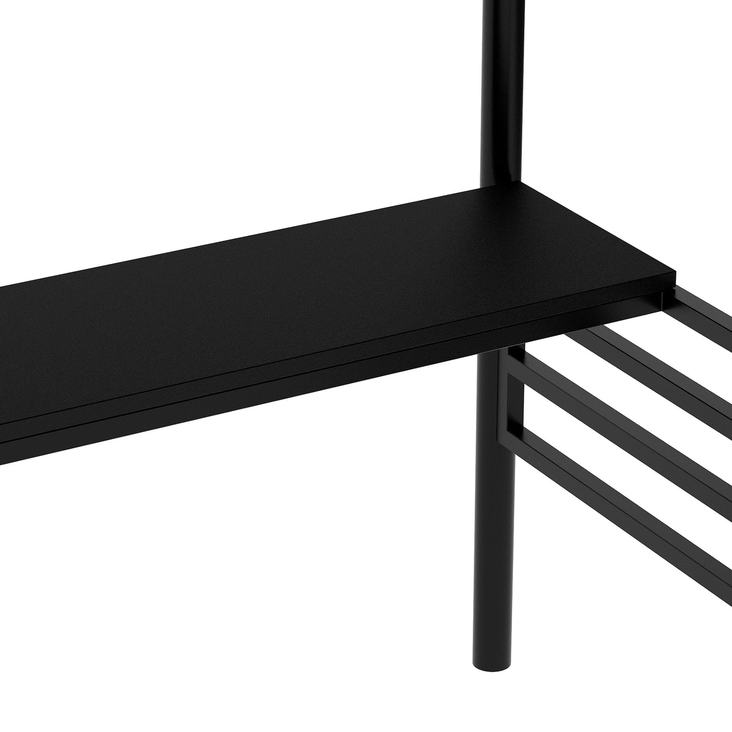 Metal Loft Bed Frame with Desk  No Box Spring Needed Twin Black - Korvel