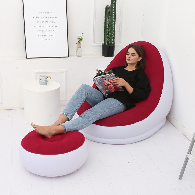 Inflatable Air Mattress Lazy Sofa Deck Chair Comfortable Leg Stool Rest Single Beanbag for home and Outdoor Use - Korvel