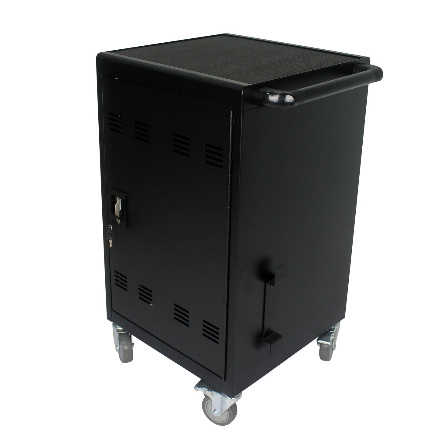 Mobile Charging Cart and Cabinet for Tablets Laptops 30-Device With Combination Lock--Black - Korvel