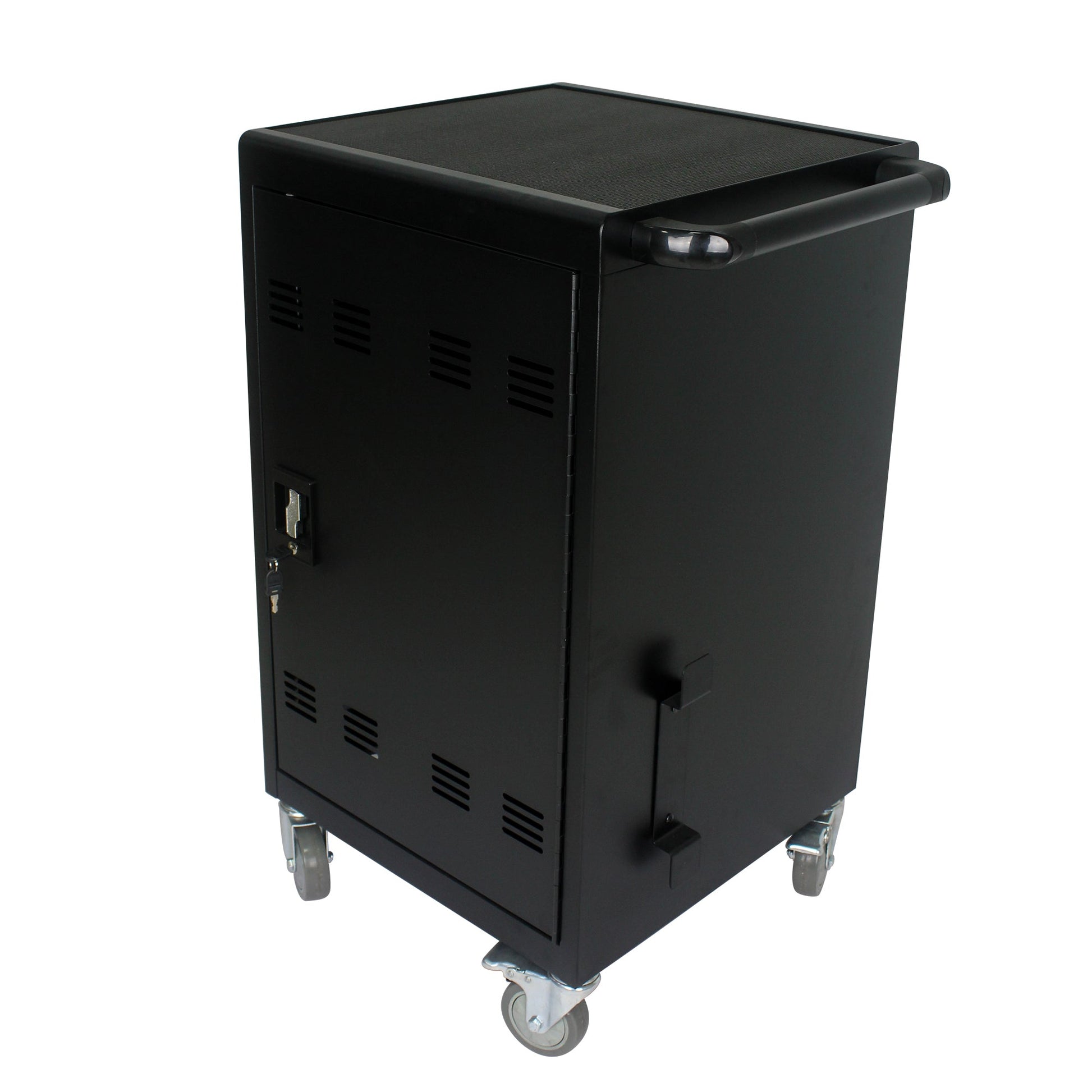 Mobile Charging Cart and Cabinet for Tablets Laptops 30-Device With Combination Lock--Black - Korvel