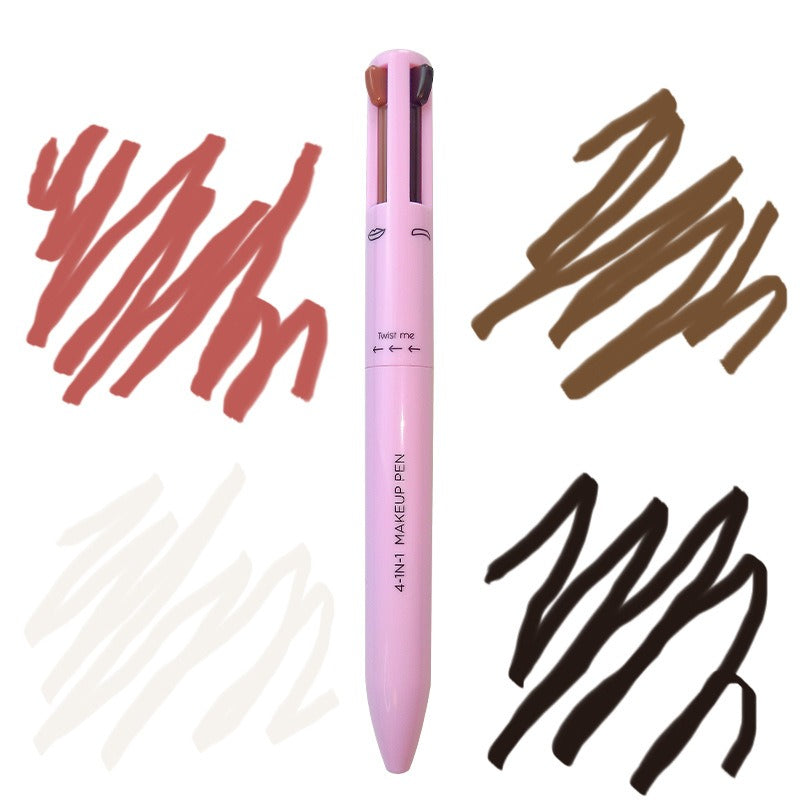4 In 1 Eyebrow Pencil Waterproof Drawing Eye Brow Makeup Pen Long-Wear Eyeliner Eyebrow Highlighter Stick Makeup Cosmetic Tool - Korvel
