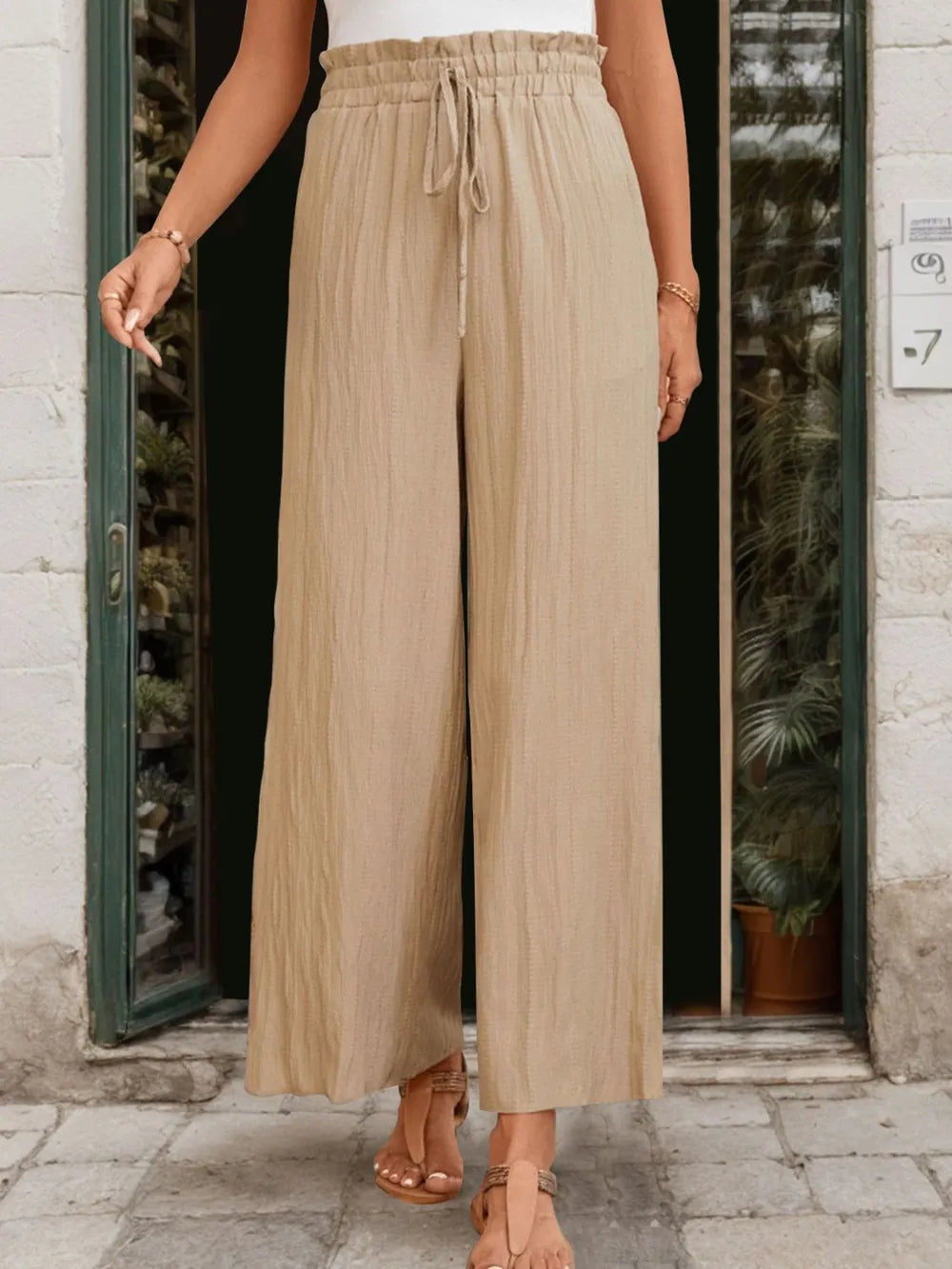 Perfee Frill Wide Leg Pants - Korvel