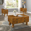 Solid wood end table, rectangular 23.6 inch narrow edge table with drawers, vintage bedside table， Antique Brown - Korvel