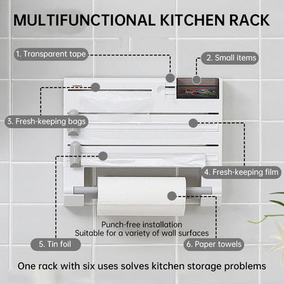 3-in-1 Wall Kitchen Roll Holder with Magnetic Suction Cup
