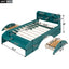 Wood Full Size Platform Bed with 2 Drawers, Storage Headboard and Footboard, Dark Green - Korvel
