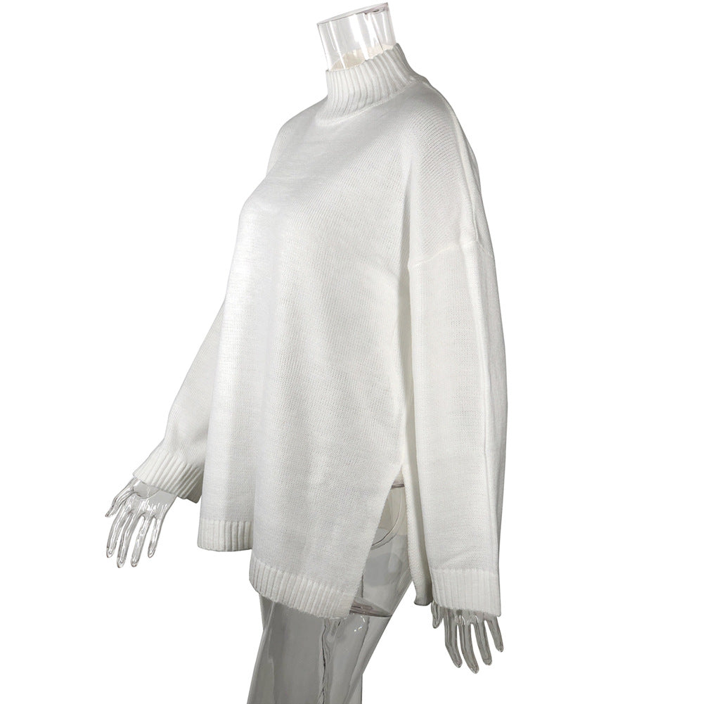 Pull en maille à col montant irrégulier pour femmes
