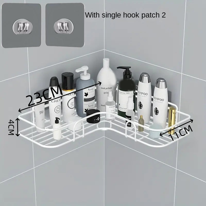 Bathroom Storage Rack Toilet Washroom Wall-Mounted Hole-Free Multi-Functional Iron Mesh Long Strip Organizer - Korvel