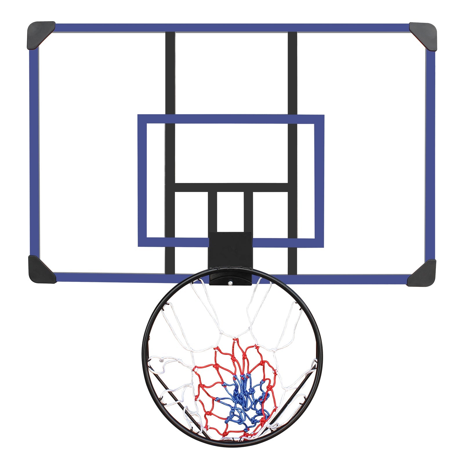 Wall mounted basketball basket, 45 x 29 inch shatterproof back, foldable basketball basket, all-weather mesh fabric - Korvel