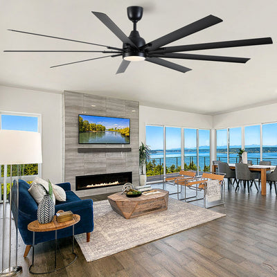 84-Inch Super Large Black Ceiling Fan with Remote Control
