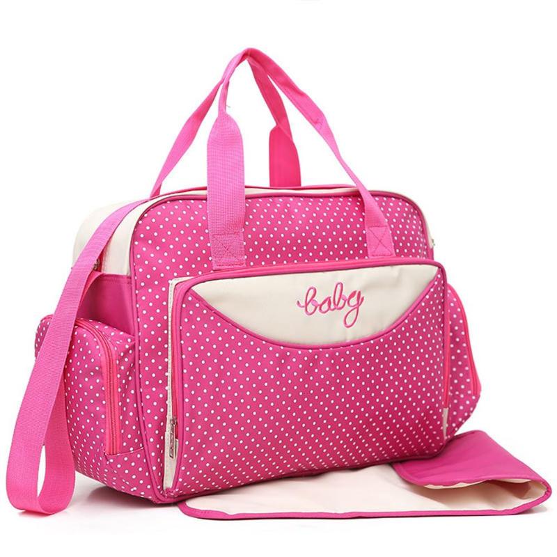 5pcs/Set Mother Mummy Diaper Bag Set Maternity Suit Large Handbag Nappy Diaper Bag Stroller Food Bag Baby Bottle Holder Bag Sets - Korvel