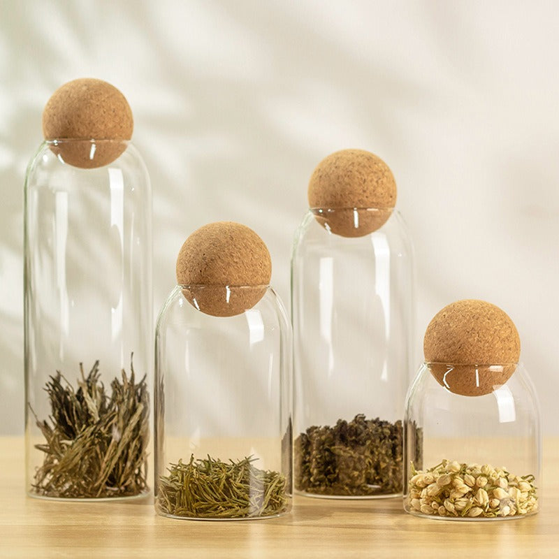 Food Storage Glass Jar with Wood Lid Ball Clear - Korvel