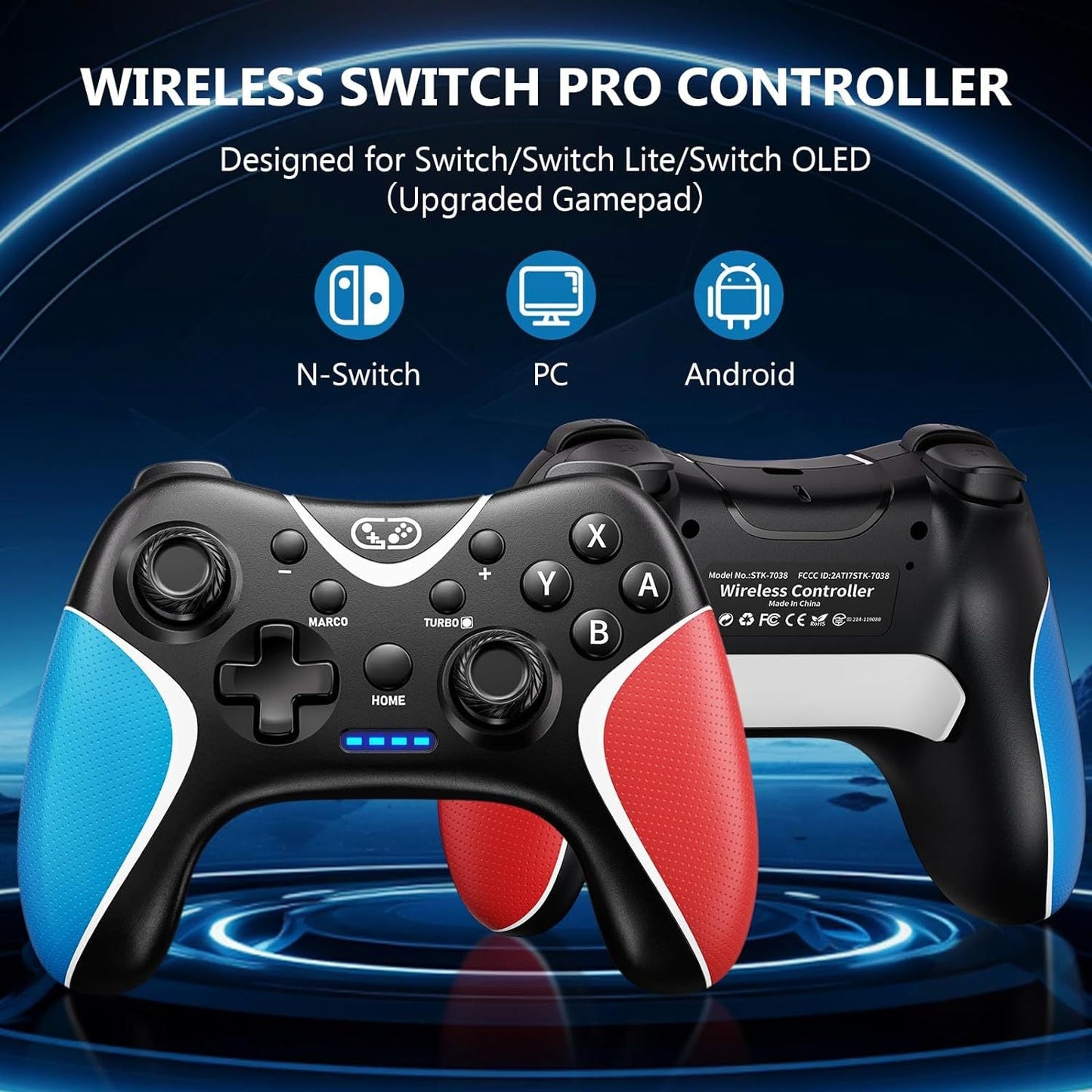 Wireless Switch Game Controller with Custom Back Key Programming