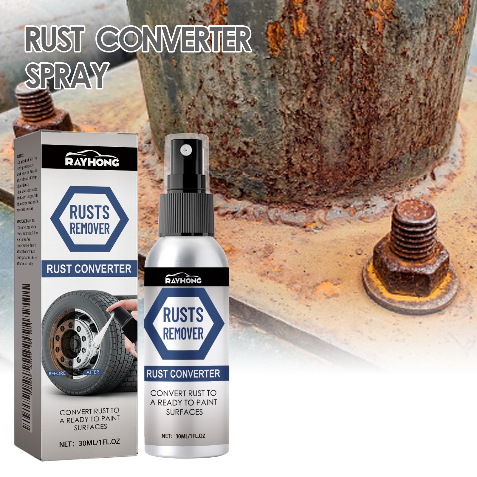 Anti-Rust Conversion Agent Spray Automobile Wheel Hub Tire Rim Door Lock Cleaning Rust Remover Lubricant - Korvel