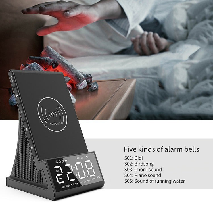 Three in one wireless charger Bluetooth speaker wireless charging alarm clock phone holder - Korvel