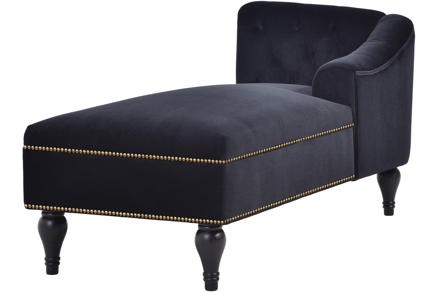 58-Inch Velvet Lounge Chair with Nailhead Trim