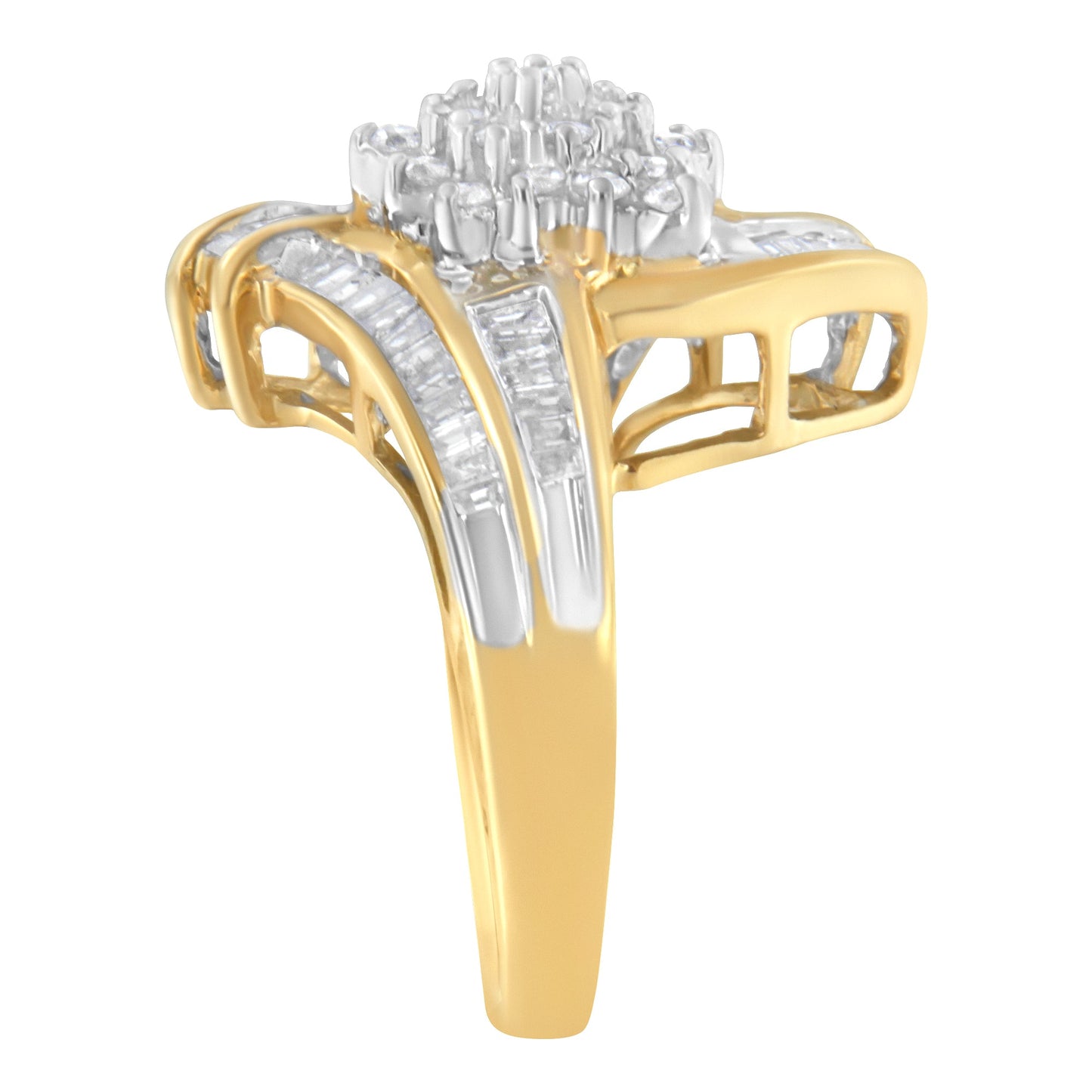 Anillo de Clúster de Diamantes Bypass en Oro Amarillo de 10K - Talla 8