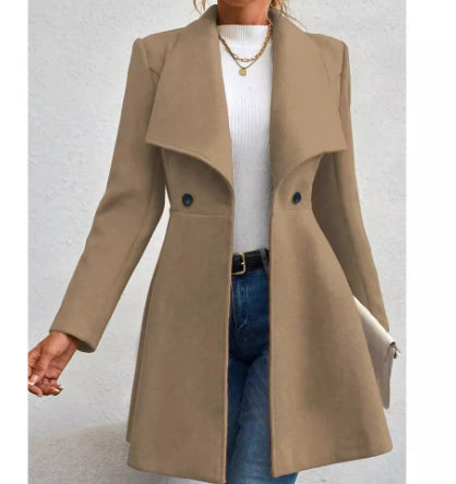 Elegant Slim-Fit Women's Wool Overcoat