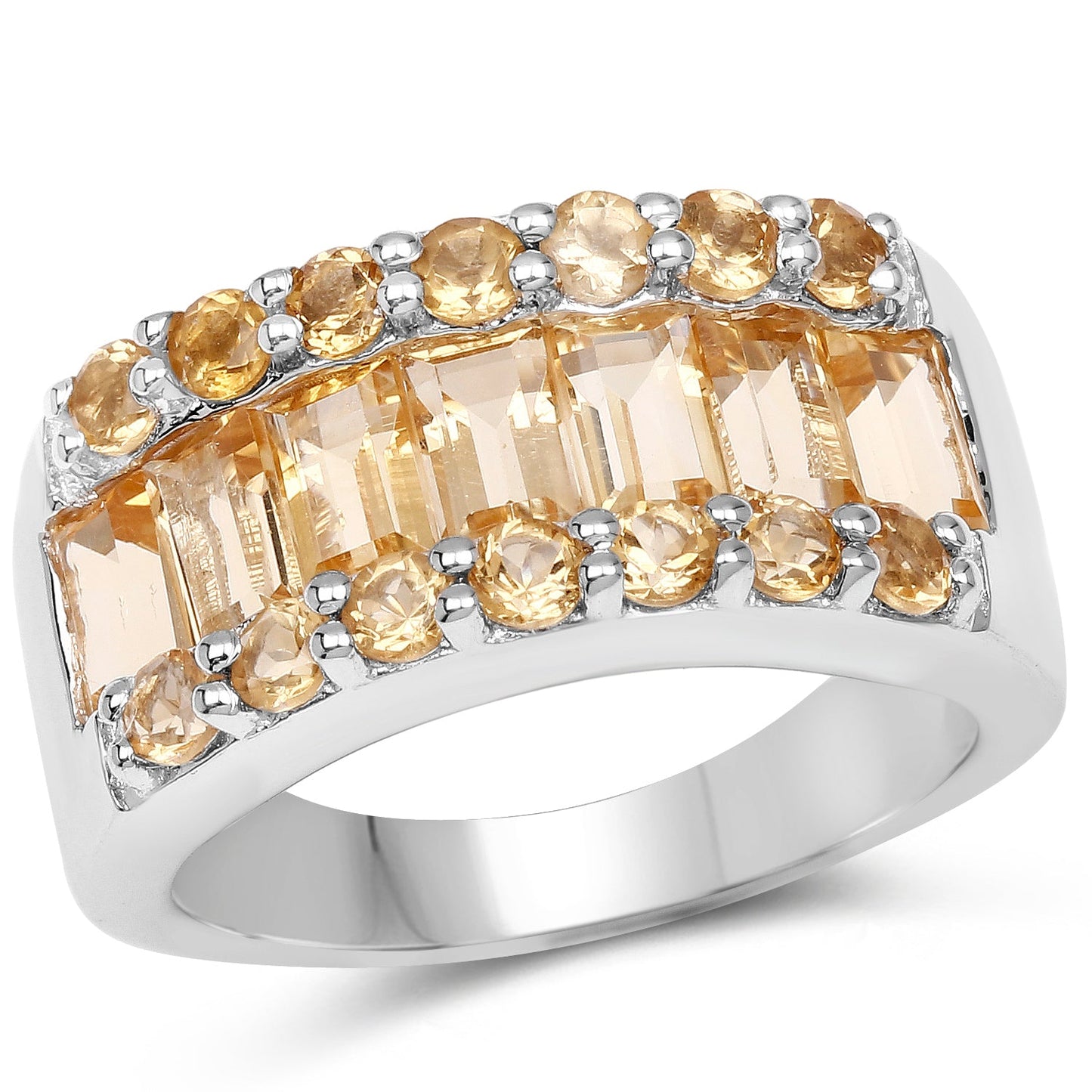 3.08 Carat Genuine Citrine Sterling Silver Engagement Ring