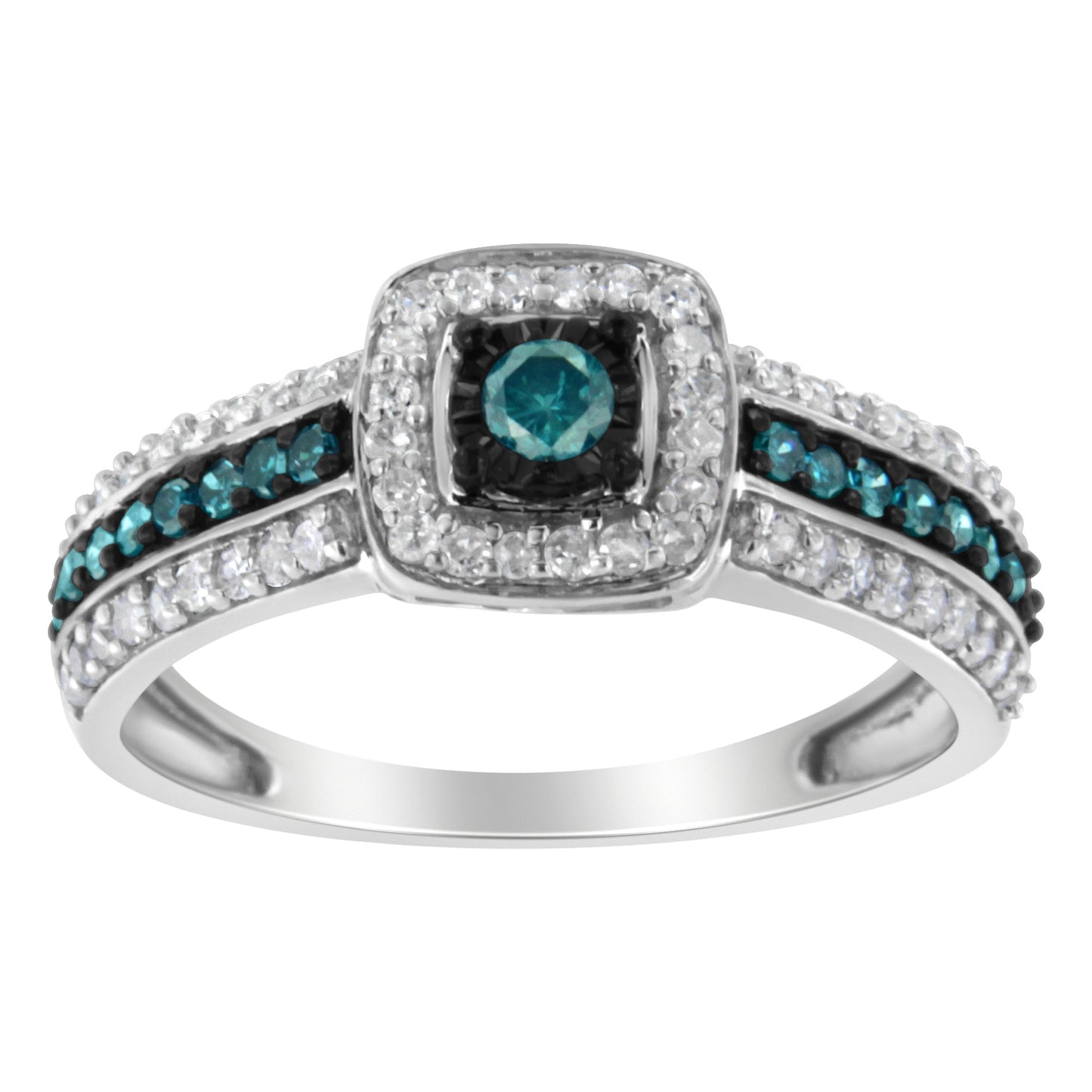 Anillo de Compromiso de Diamante Azul Tratado de Plata Esterlina .925 - Talla 6