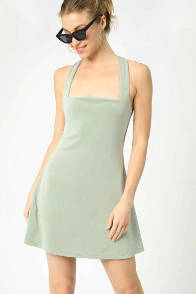 Umgee Crisscross Square Neck Active Dress