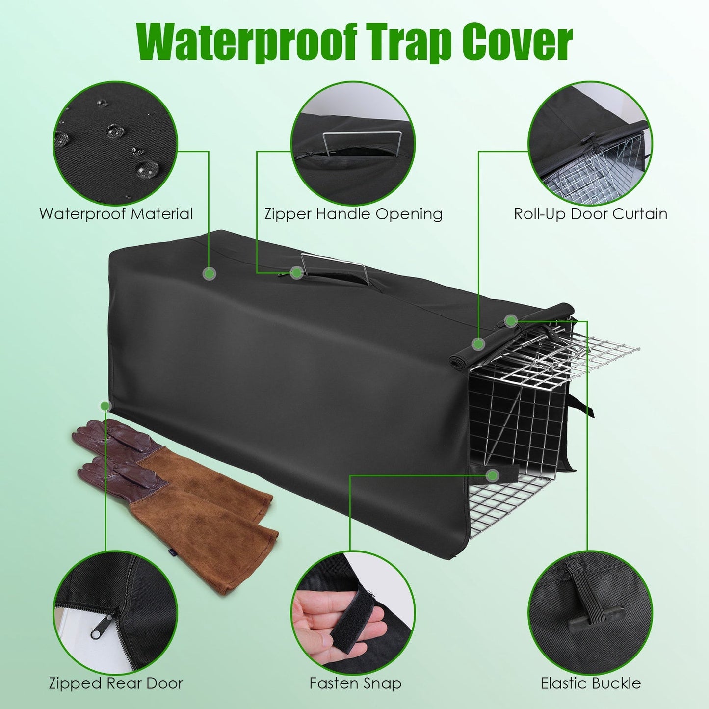 Humane Live Cat Trap Cage with Waterproof Cover