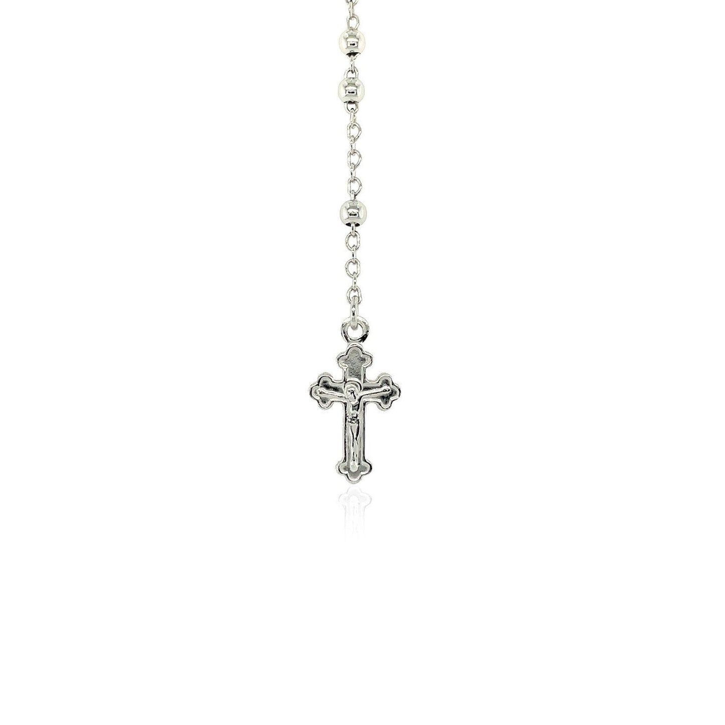 Elegant Sterling Silver Rosary Necklace with Fine Beads