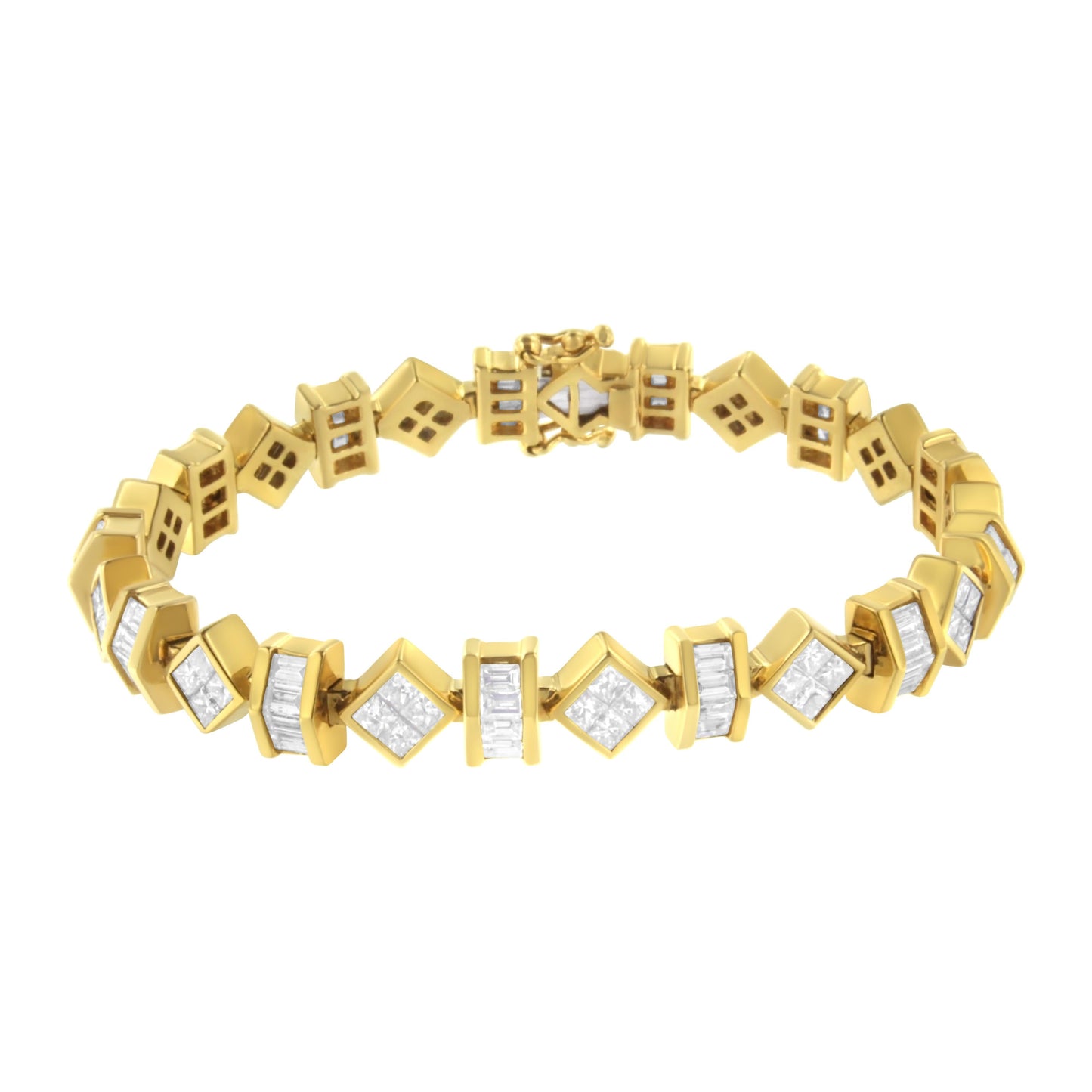 Bracelet en or jaune 14K avec diamants en lien géométrique