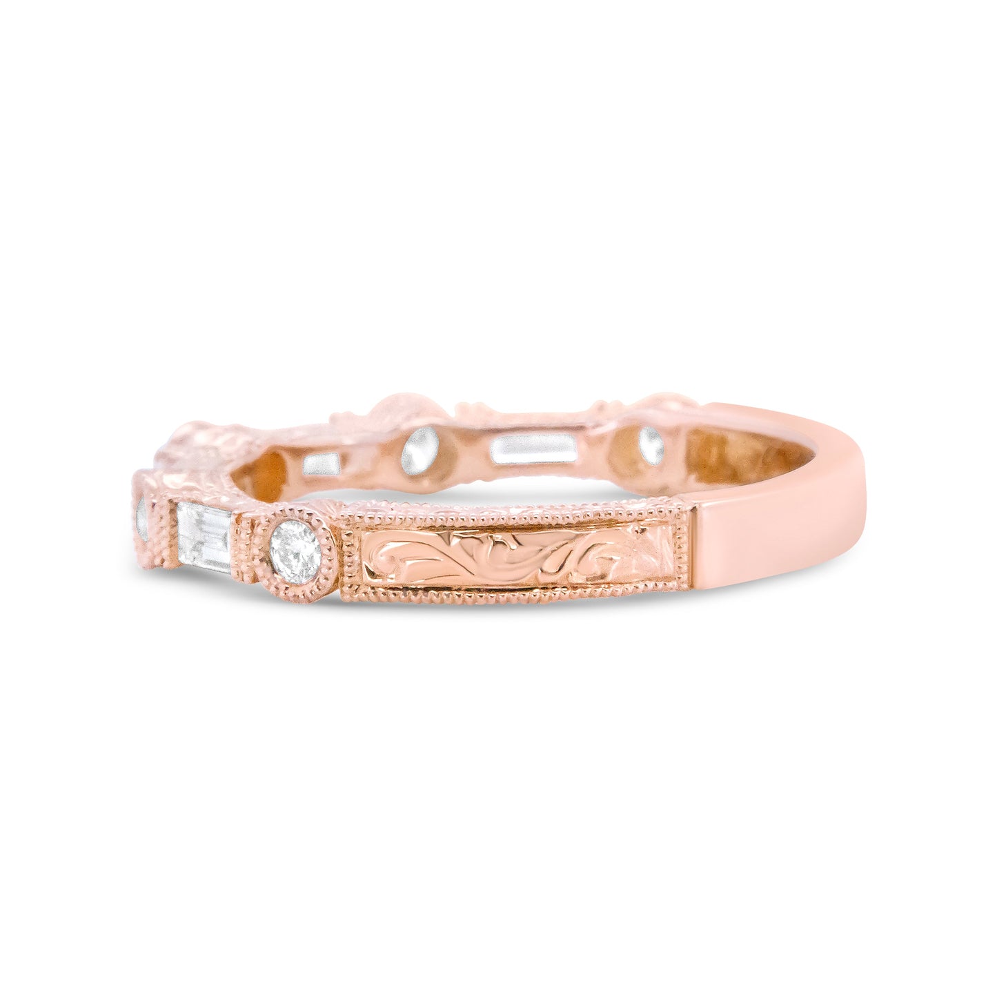 14K Rose Gold Diamond Bridal Band - 3/8 Cttw, Size 6.75