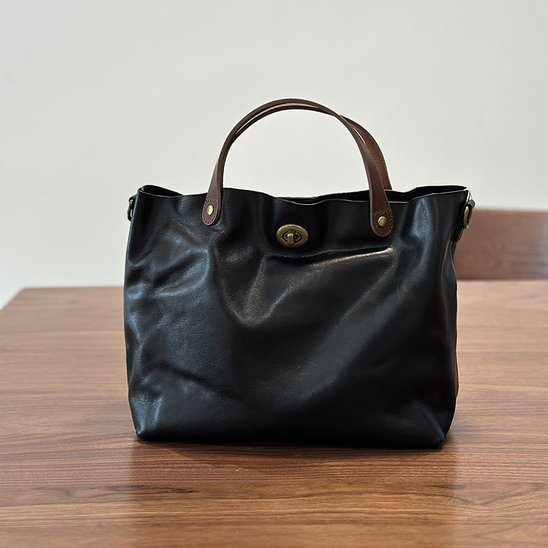 Sac à main shopper en cuir véritable pour femmes