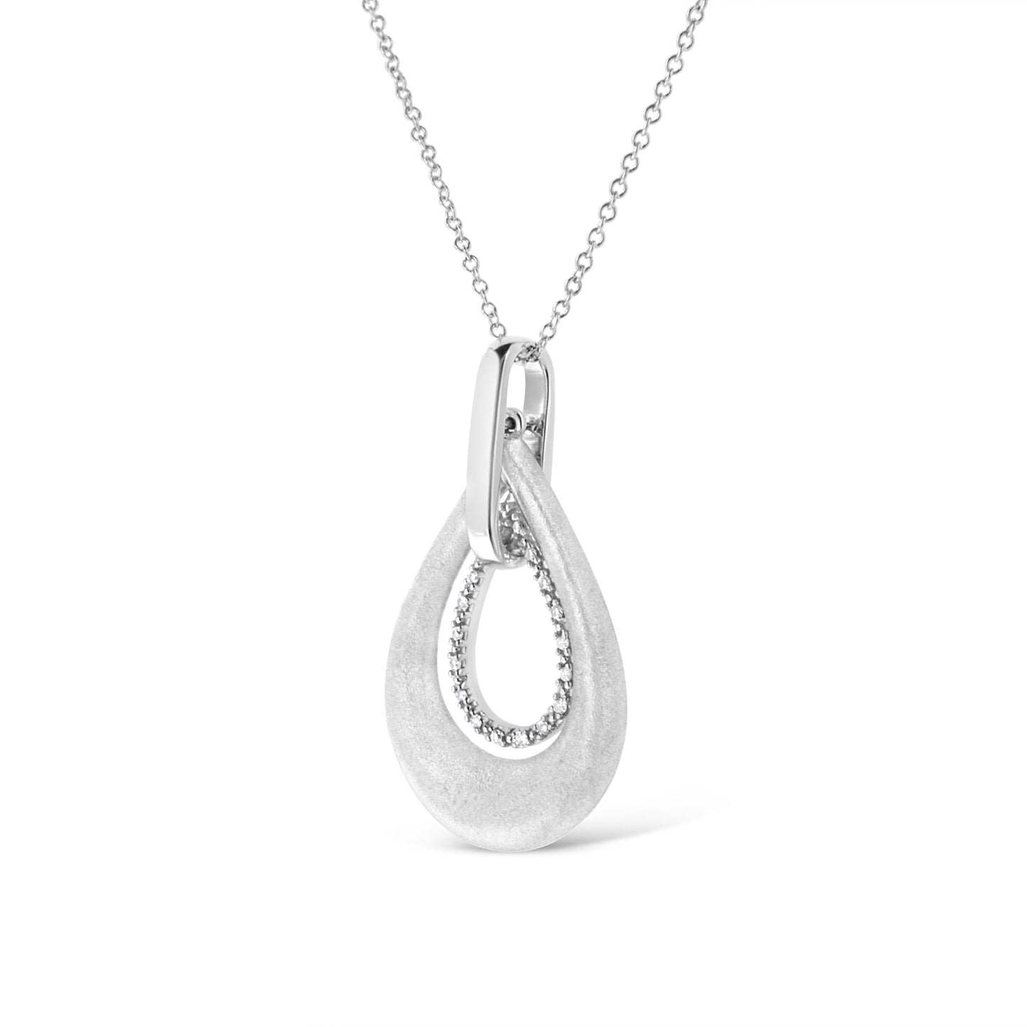 Collar de Pendiente Doble de Plata Esterlina .925 con Acentos de Diamante