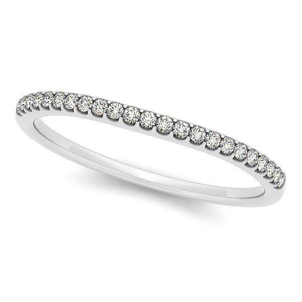 14k White Gold Scallop Setting Round Diamond Wedding Band
