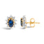 Boucles d'oreilles en or jaune 14K avec diamants et saphirs bleus en halo soleil