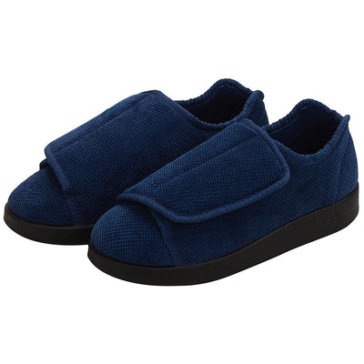 Silvert's Women's Extra Wide Easy Closure Slippers - Navy
