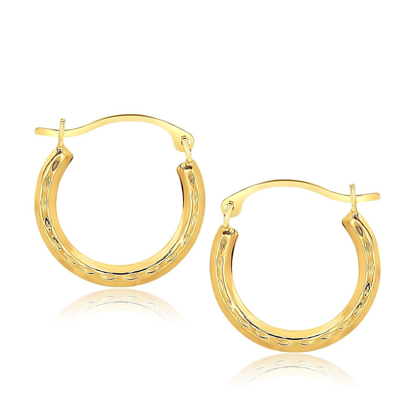 Boucles d'oreilles créoles fantaisie en or jaune 10k