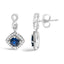 10K White Gold Blue Sapphire & Diamond Halo Drop Earrings