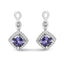 Pendientes de gota de diamante y tanzanita azul púrpura de oro blanco de 10 quilates