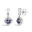 Pendientes de gota de diamante y tanzanita azul púrpura de oro blanco de 10 quilates
