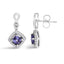 Pendientes de gota de diamante y tanzanita azul púrpura de oro blanco de 10 quilates