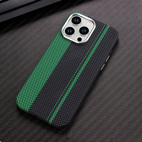 Funda Dura Magnética de Patrón Kevlar Premium para iPhone 15 ProMax