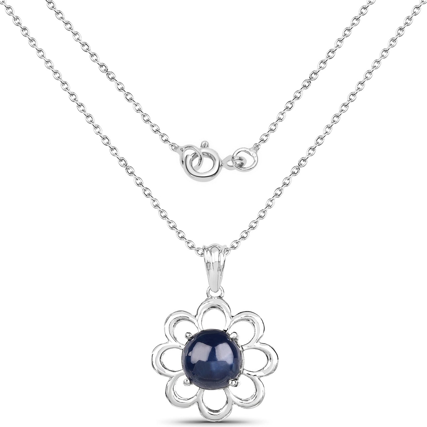 Pendentif en argent sterling de 4,65 carats en saphir bleu véritable