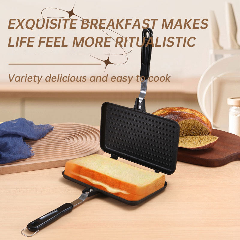 Aluminum Sanming Pan Round Double-sided Pattern Waffle Mold Home Breakfast Pancake Tool - Korvel