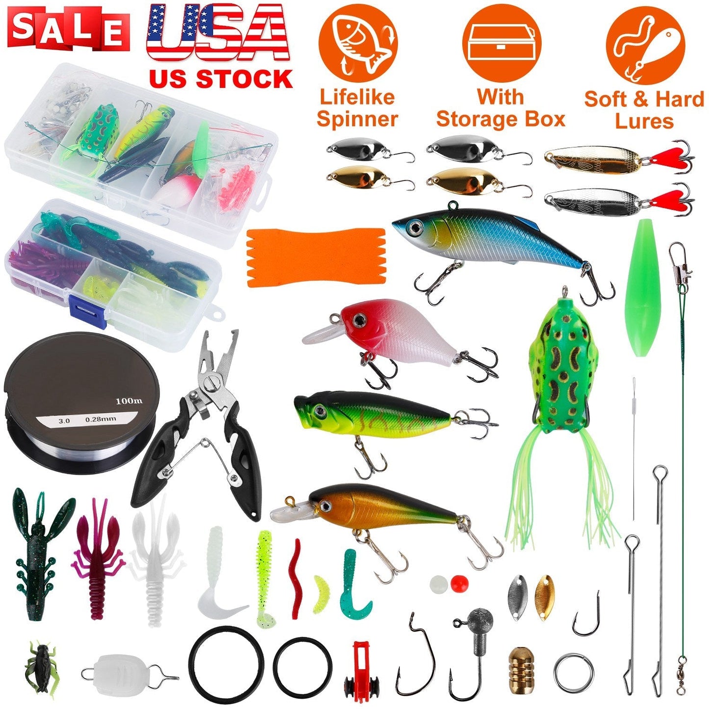 383-Piece Fishing Lure Tackle Kit for Bass Fishing