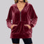 Loose Long Sleeve Zipper Pocket Pleuche Top for Women