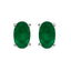 14K White Gold Oval Green Emerald Stud Earrings
