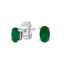 14K White Gold Oval Green Emerald Stud Earrings