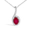 Collier Pendentif Goutte en Or Blanc 10K avec Rubis Rouge et Accent de Diamant