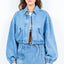 American Bazi Adjustable Drawstring Waist Crop Jacket for Women
