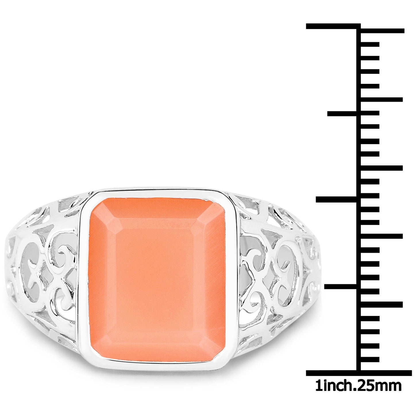 5.75 Carat Peach Moonstone Sterling Silver Engagement Ring