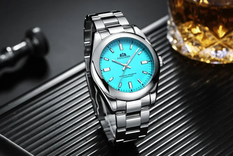 Luxury Automatic Watch for Men - Colorful Stainless Steel 41mm